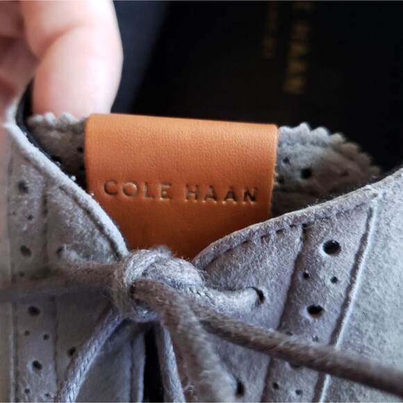 Cole Haan Grand OS Grey Suede Brogue Oxford Lace Up Shoes 9B Gray Size 9B - Picture 6 of 11